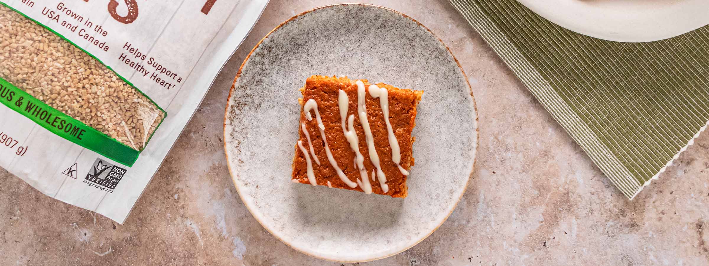 top view of a single Pumpkin Steel Cut Oat Bar 