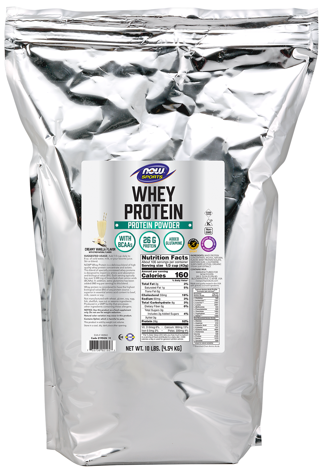 Whey Protein, Creamy Vanilla Powder - 10 lbs. Bag Front