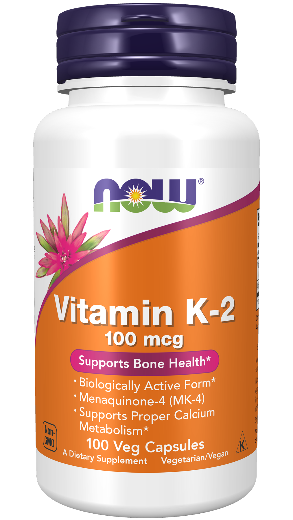 MK7 Vitamin K2 100 mcg Veg Capsules NOW Supplements