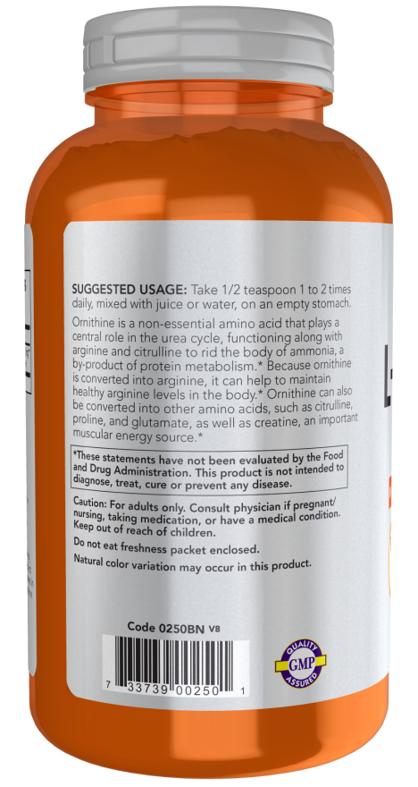 L- Ornithine - 8 oz. Powder Bottle Left