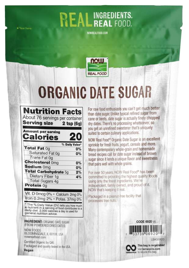 Date Sugar - 1 lb. Back Bag