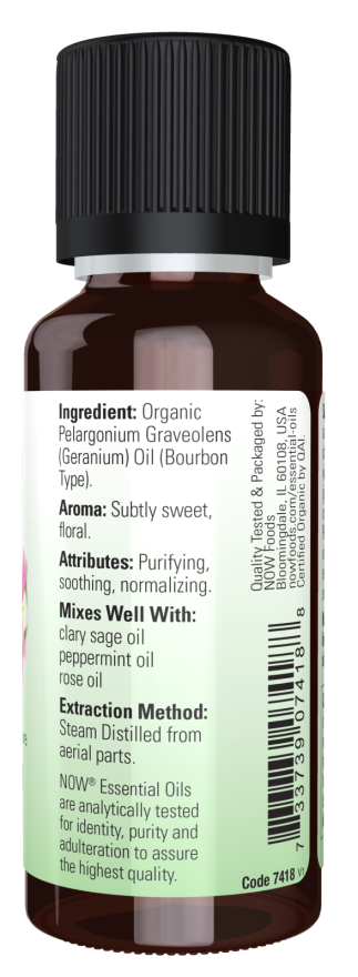 Geranium Oil, Organic - 1 fl. oz. Bottle Right