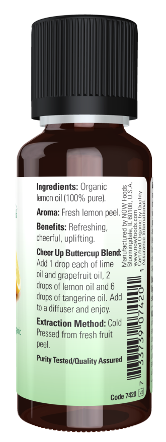 Lemon Oil, Organic - 1 fl. oz. Bottle right