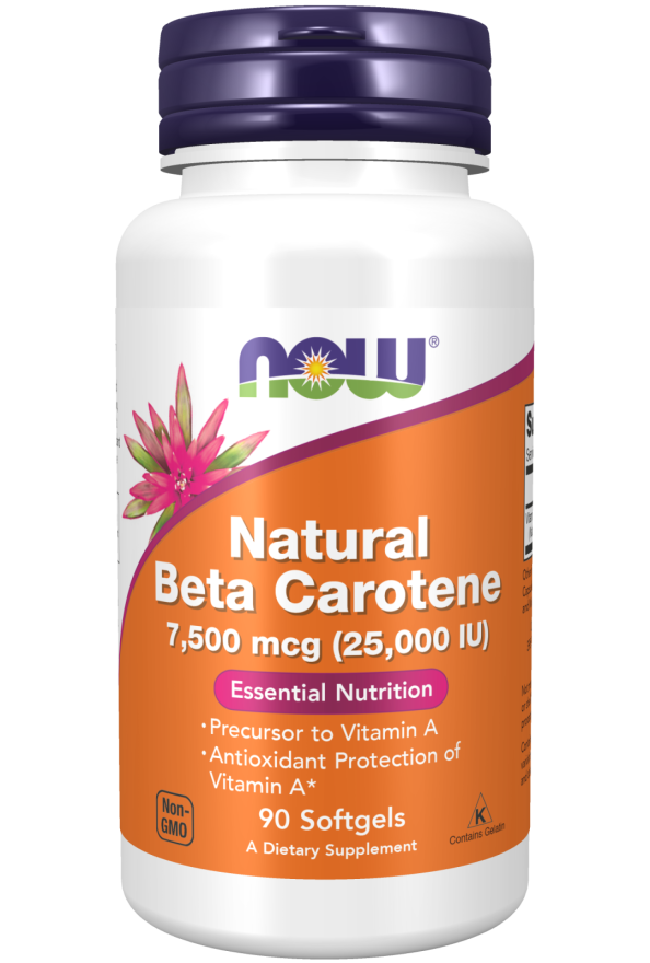 Beta Carotene, Natural 7,500 mcg - 90 Softgels Bottle Front