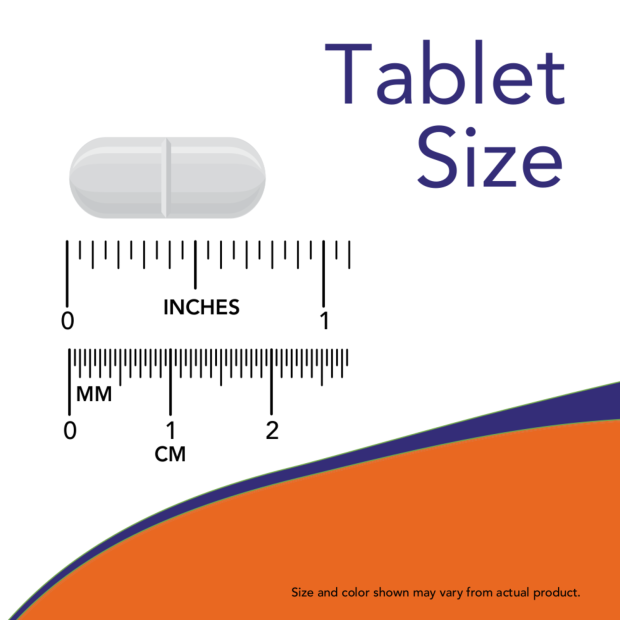 Vitamin B-50 - 100 Tablets Size Chart .75 inch