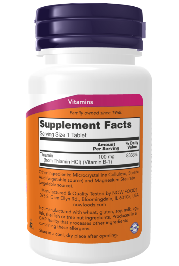 Vitamin B-1 100 mg - 100 Tablets Bottle Right