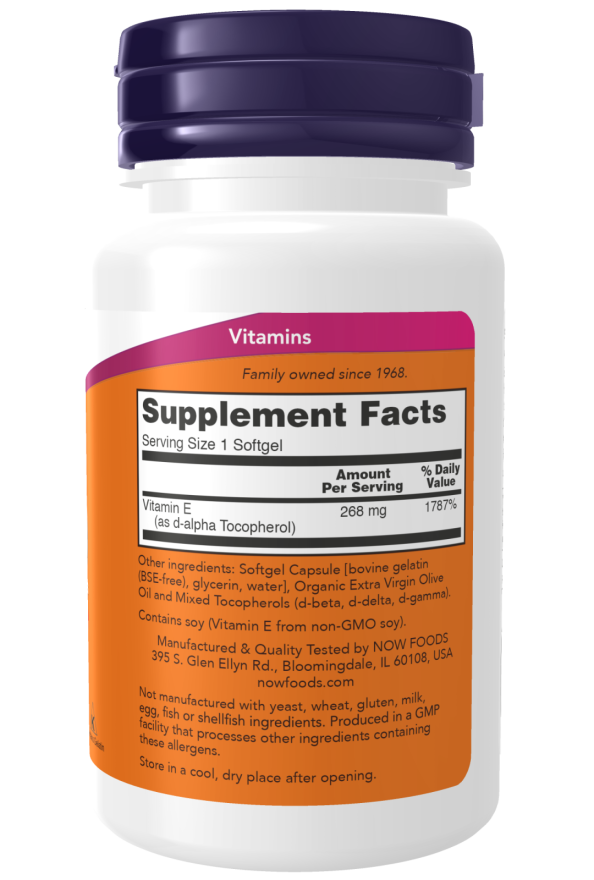 Vitamin E-400 With Mixed Tocopherols - 50 Softgels Bottle Right
