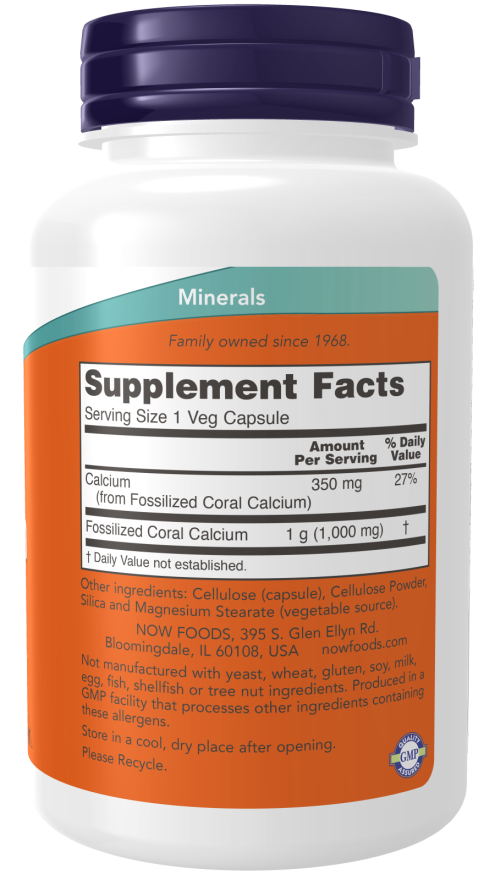 Coral Calcium 1000 mg - 100 Veg Capsules Bottle Right