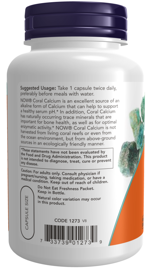Coral Calcium 1000 mg - 100 Veg Capsules Bottle Left