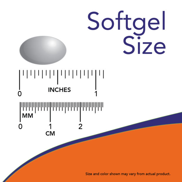 Pantethine 300 mg - 60 Softgels Size Chart .65 inch