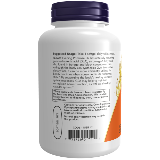 Evening Primrose Oil 1000 mg Vegan Formula - 90 Veggie Softgels Bottle Left