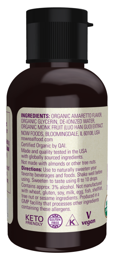 Monk Fruit Amaretto Liquid, Organic - 1.8 fl. oz. Bottle Left