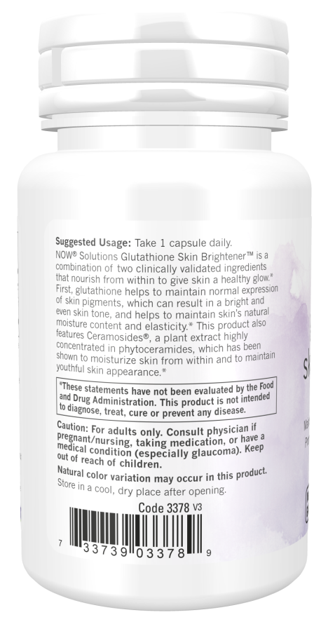 Glutathione Skin Brightener™ with Ceramosides® - 30 Veg Capsules Bottle Left