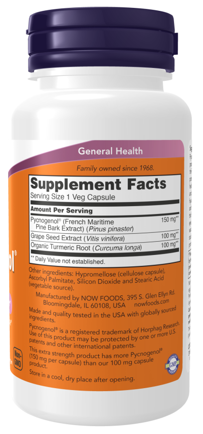Pycnogenol, Extra Strength 150 mg - 60 Veg Capsules Bottle Right