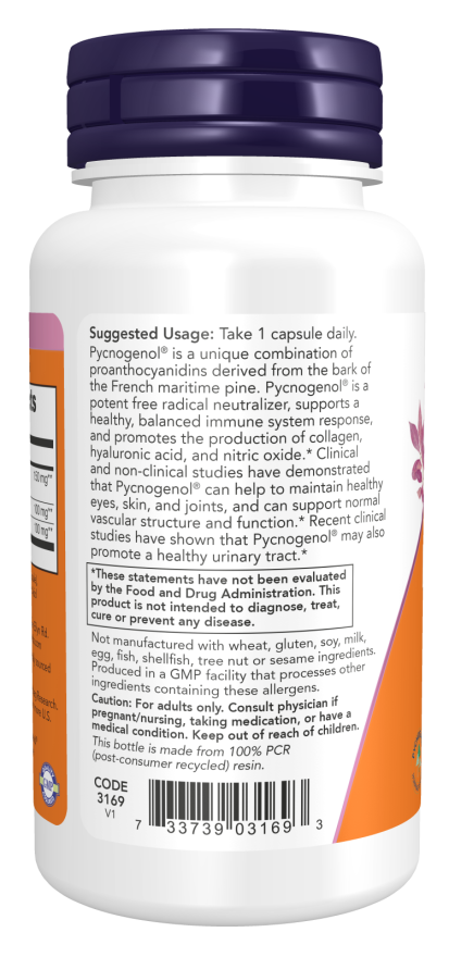 Pycnogenol, Extra Strength 150 mg - 60 Veg Capsules Bottle Left