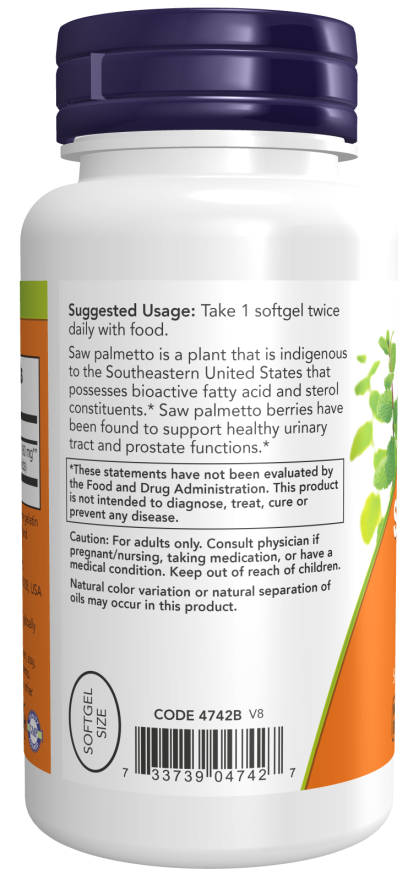 Saw Palmetto Extract 160 mg - 120 Softgels Bottle Left