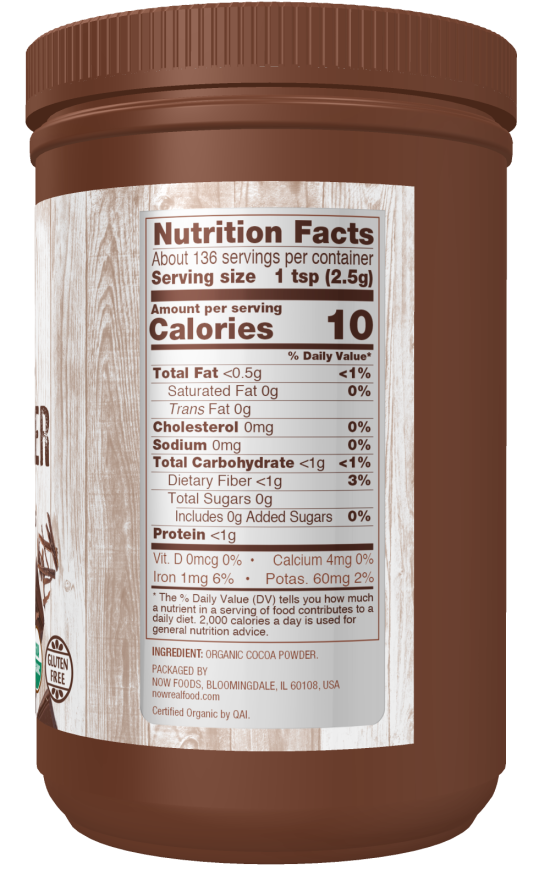 Cocoa Powder, Organic - 12 oz. Right Container