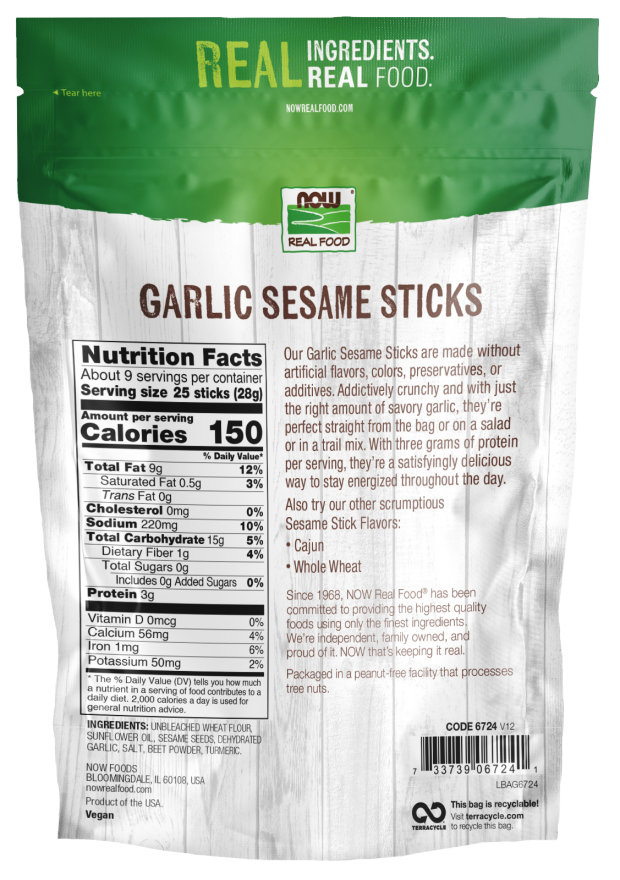 Garlic Sesame Sticks - 9 oz. Bag Back
