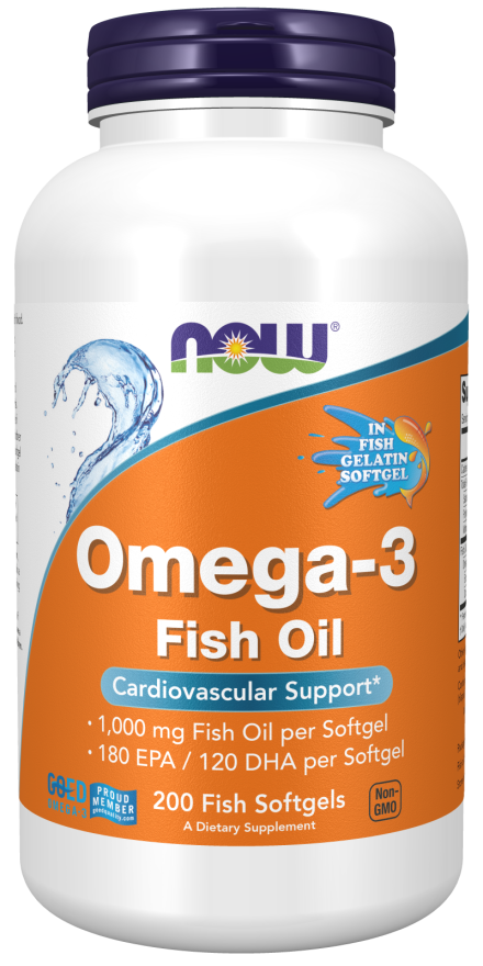 Omega-3, Molecularly Distilled - 200 Fish Softgels Bottle Front