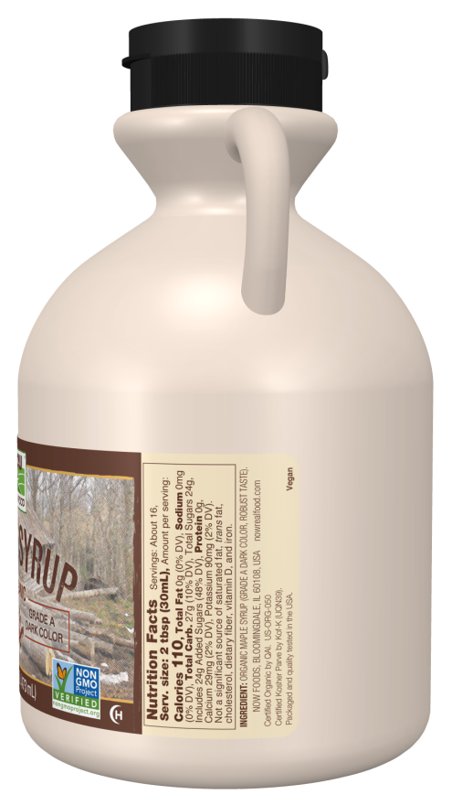Maple Syrup, Organic Grade A Dark Color - 16 oz. Bottle Right
