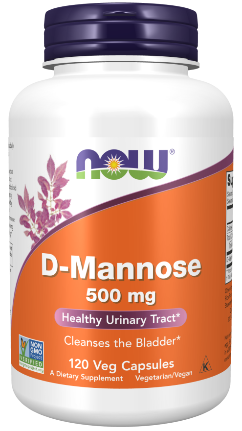 D-Mannose 500 mg - 120 Veg Capsules Bottle Front