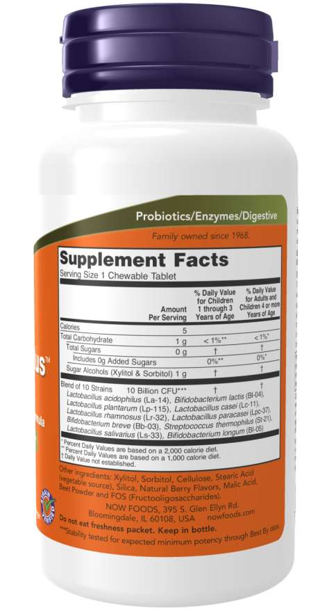 BerryDophilus™ Extra Strength 10 Billion - 50 Chewables Bottle Right