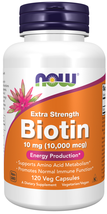 Biotin 10 mg (10,000 mcg), Extra Strength - 120 Veg Capsules bottle front