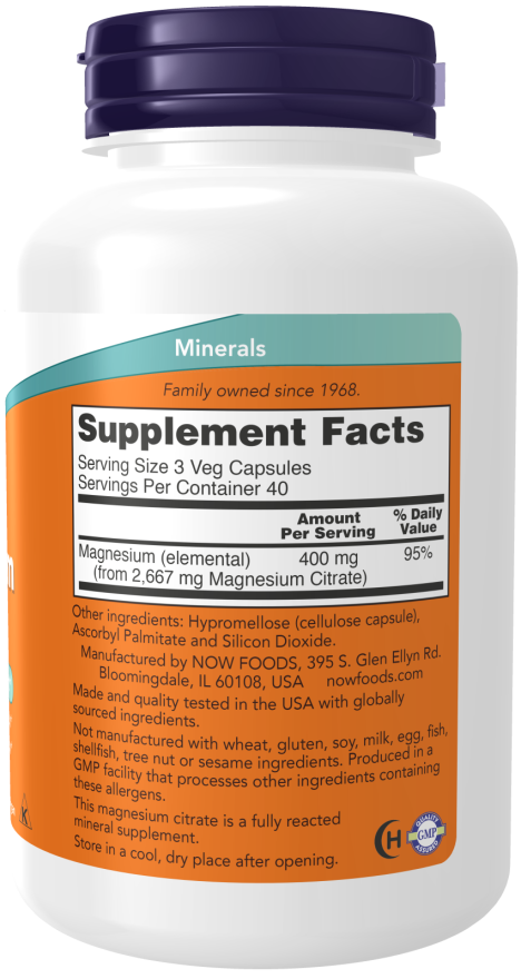 Magnesium Citrate Veg Capsules | Buy Now | NOW Foods