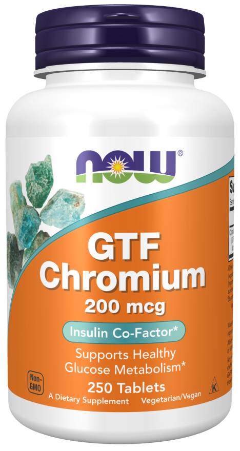 GTF Chromium 200 mcg Yeast Free - 250 Tablets Bottle Front
