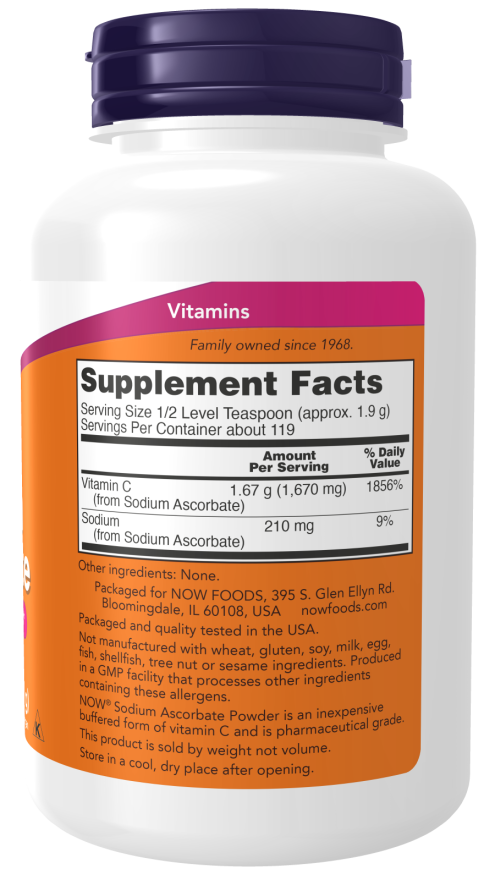 Sodium Ascorbate Powder - 8 oz. Bottle Right