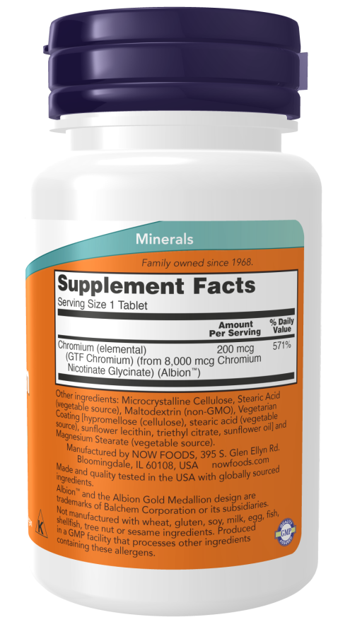 Chromium GTF Tablets | Insulin Co-Factor | NOW Supplements