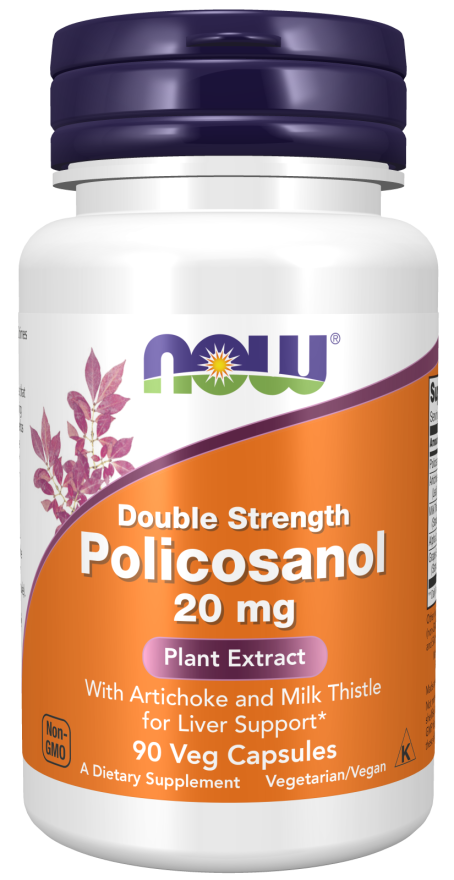 Policosanol, Double Strength 20 mg - 90 Veg Capsules Bottle Front