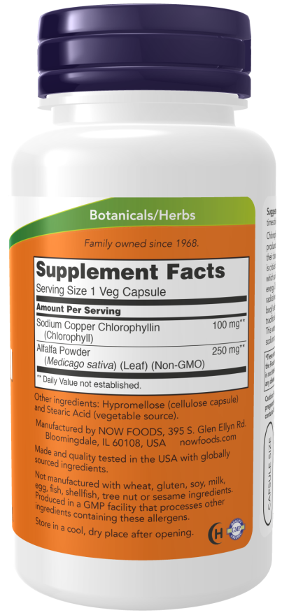Chlorophyll 100 mg - 90 Veg Capsules Bottle Right