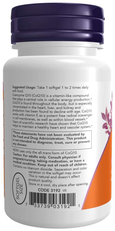 CoQ10 50 mg - 50 Softgels Bottle Left