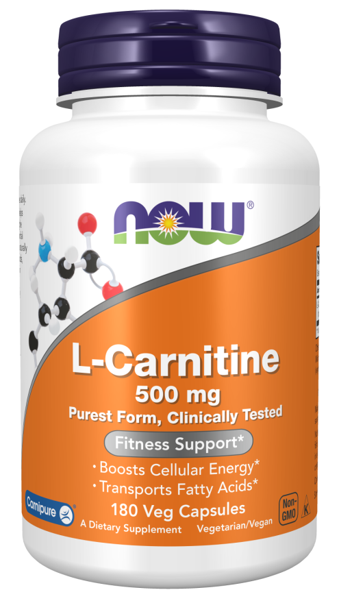 L-Carnitine 500 mg - 180 Veg Capsules Bottle Front