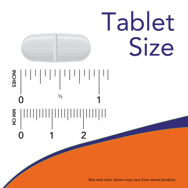 TMG Betaine 1,000 mg - 100 Tablets size chart .875 inch