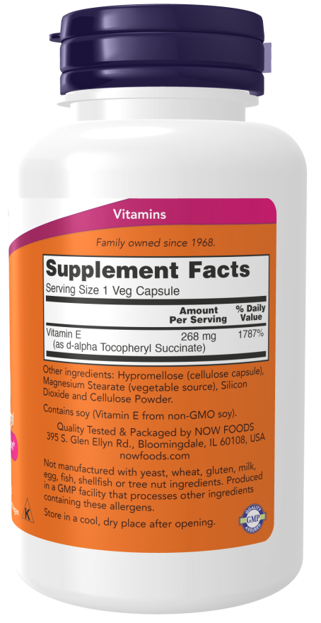 Vitamin E-400 Vegetarian Dry - 100 Veg Capsules Bottle Right