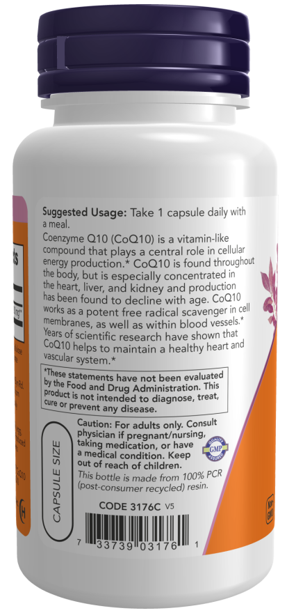 CoQ10 200 mg - 60 Veg Capsules Bottle Left