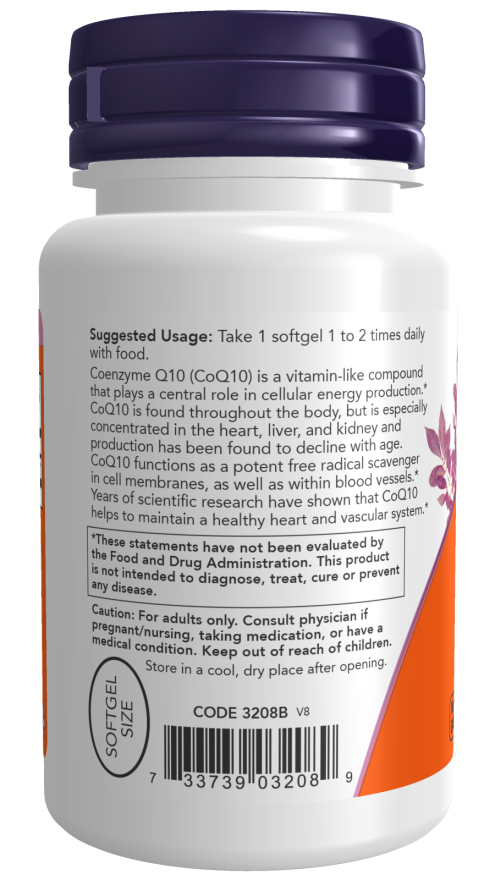 CoQ10 100 mg - 50 Softgels Bottle Left