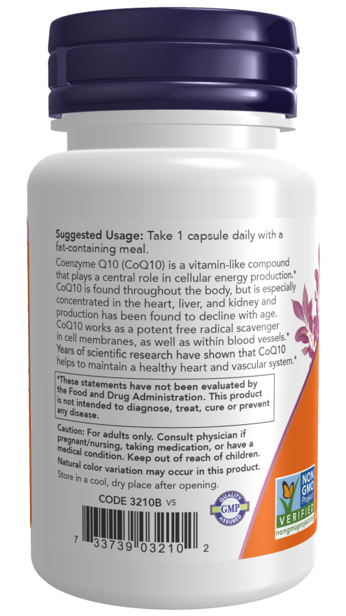 CoQ10 100 mg with Hawthorn Berry - 30 Veg Capsules Bottle Left