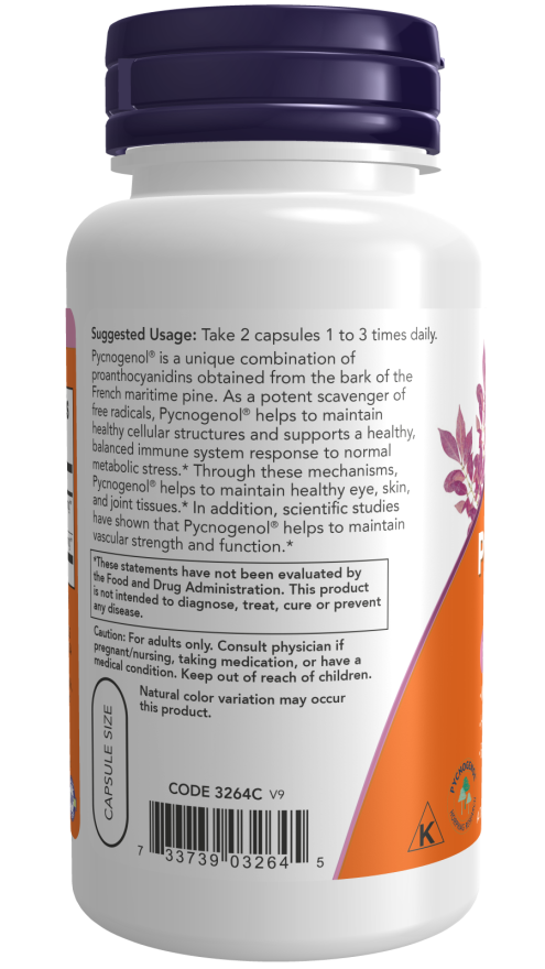 Pycnogenol® 30 mg - 60 Veg Capsules Bottle Left