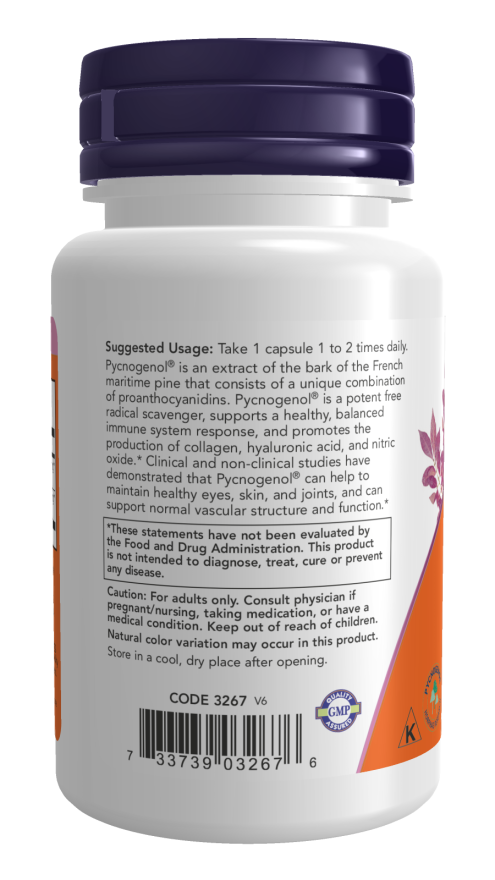 Pycnogenol® 100 mg - 60 Veg Capsules Bottle Left