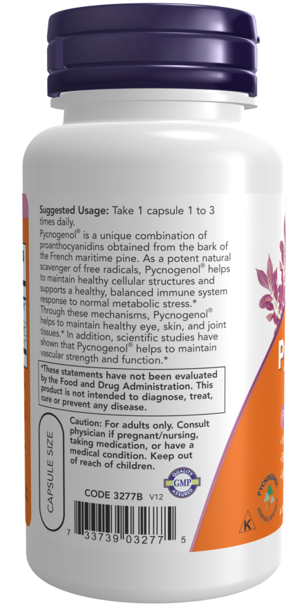 Pycnogenol® 60 mg - 50 Veg Capsules Bottle Left