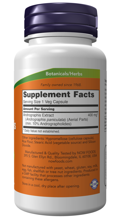 Andrographis Extract 400 mg - 90 Veg Capsules Bottle Right