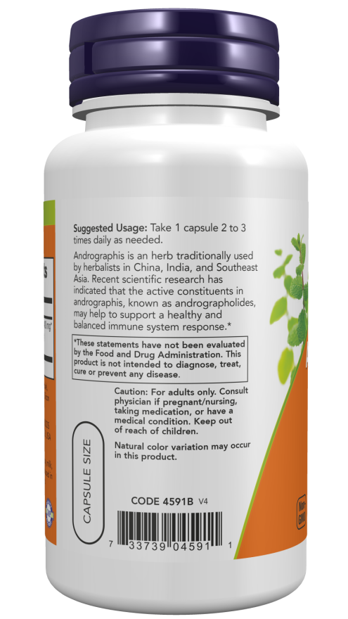 Andrographis Extract 400 mg - 90 Veg Capsules Bottle Left
