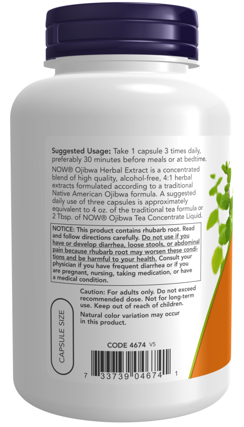 Ojibwa Herbal Extract 450 mg - 180 Veg Capsules Bottle Left