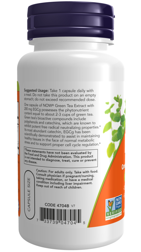 EGCg Green Tea Extract 400 mg - 90 Veg Capsules Bottle Left