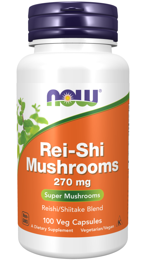 Rei-Shi Mushrooms 270 mg - 100 Veg Capsules Bottle Front