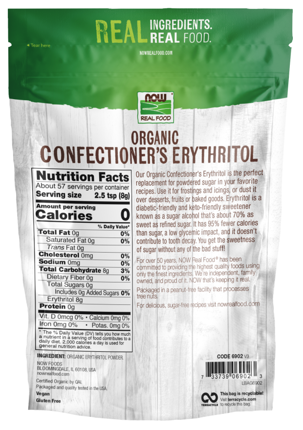 Confectioner's Erythritol, Organic Powder - 1 lb. Bag Back