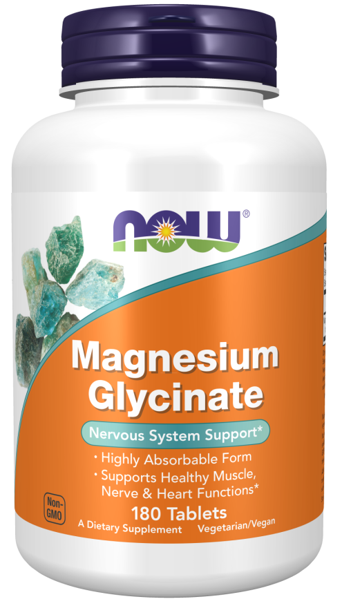 Magnesium Glycinate - 180 Tablets Bottle Front